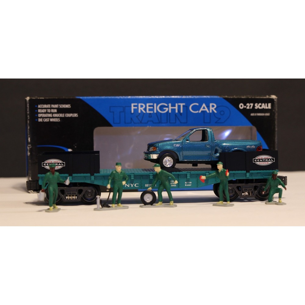 K-Line Flat Car w/98' Pickup Truck & Figurines #k661-1751 O Gauge Pre-owned (V)